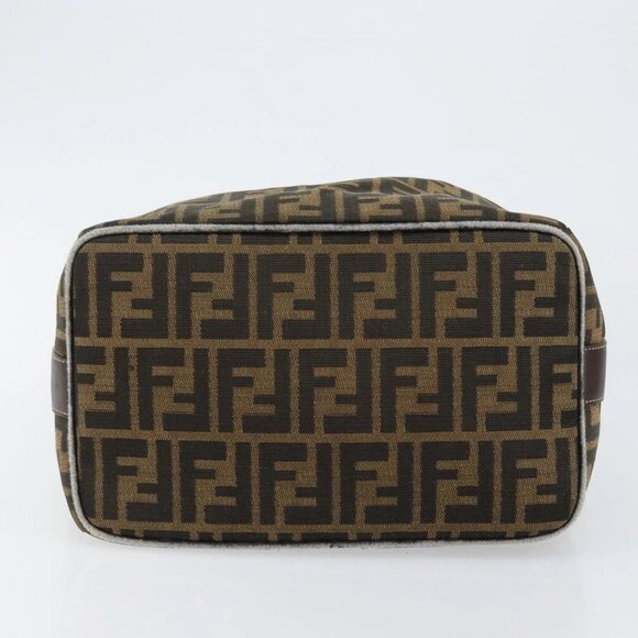FENDI Zucca Canvas Vanity Hand Bag Black Brown Auth 146506 - Picture 7 of 16